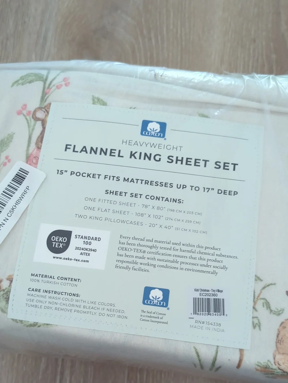Great Bay Home Christmas Flannel Sheet Set - 100% Turkish Cotton Double Brushe K